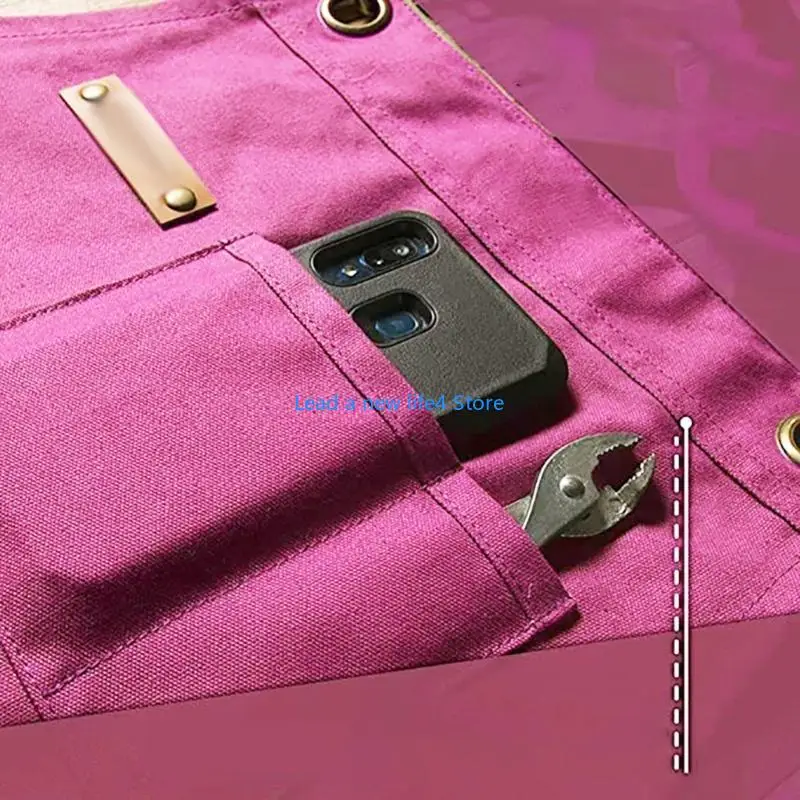 Y55E Stenffy Multifunzionale Apron Durevole tela durevole, cinturini croce regolabili, tasche multiple per barbecue, cucina