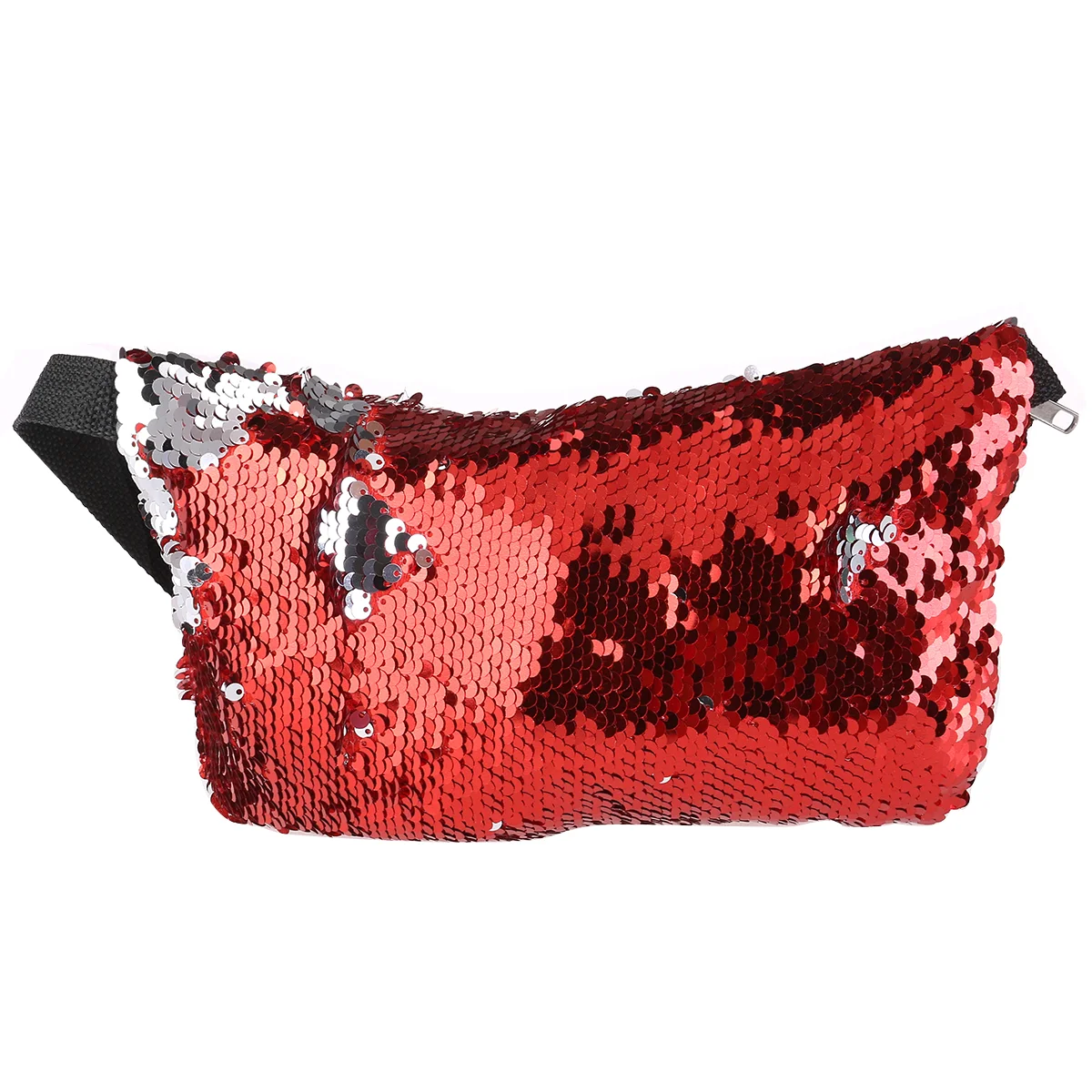 

Double Color Sequins Waist Bag Casual Outdoor Sports Bag (Red + Silver) Waist Bag for Women Fanny Pack for Women