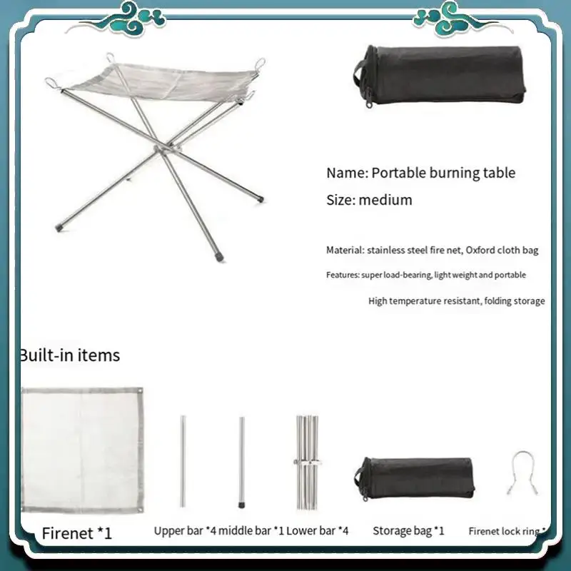 

Reliable Outdoor Camping Bonfire Rack Stainless Steel Burning Rack Portable Folding Firewood Stand Camping Barbecue Grid