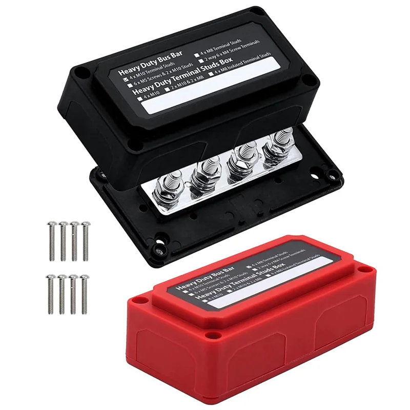 

HOT-300A Bus Bar Heavy Duty Module Design Power Distribution Block Waterproof Bus Bar Box With 4X M10 3/8Inch Terminal Studs,300