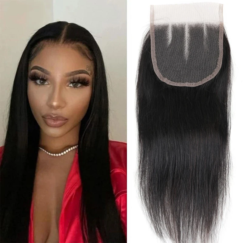 Fancy 4X4 Lace Closure Brazilian Virgin Human Hair Closure Straight Human Hair Natural Color Transparent Frontal Lace Closure