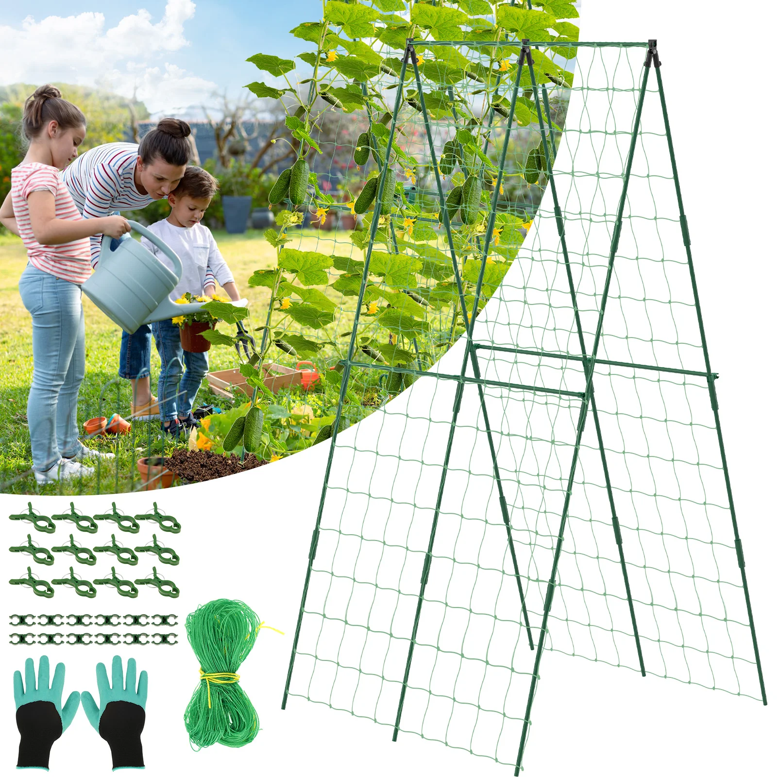 

Решетка огурца, приподнятые кровати, регулируемый размер, каркас, садовая решетка с сеткой для восхождения, садовые принадлежности для альпинистских растений на открытом воздухе
