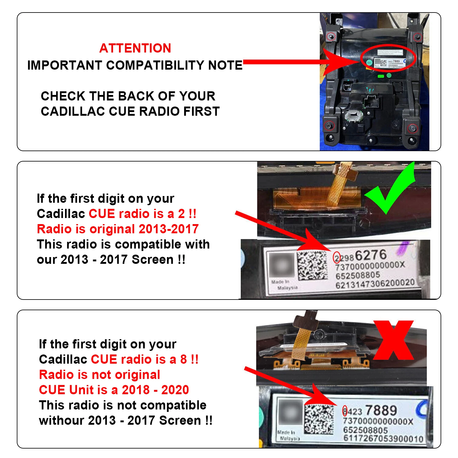 شاشة تعمل باللمس لكاديلاك ATS CTS SRX XTS CUE 2013-2017 أرقام الجزء 22935061 23243166 20867045 22912608 22980207 #6