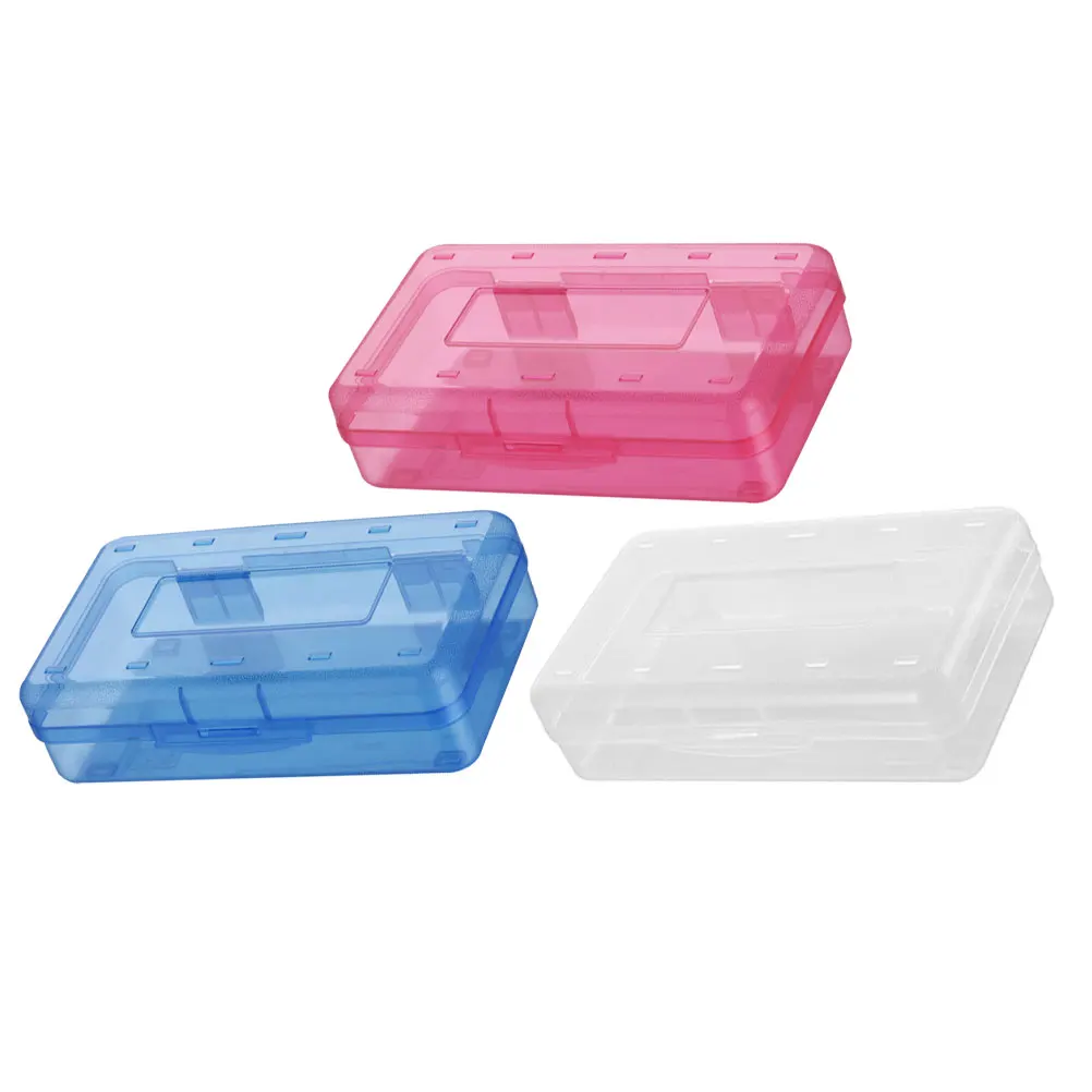 

3pcs Stationery Boxes Plastic Containers Transparent Durable Multi Functional Storage Pencil Case For Students Travel School