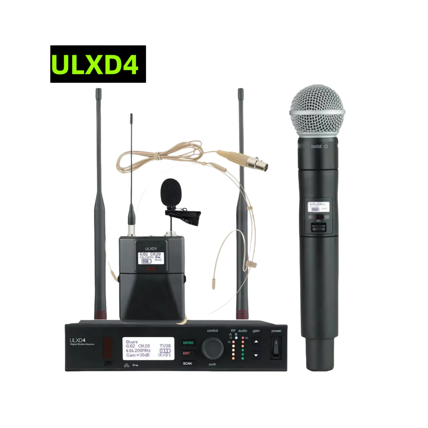 ULXD4 Professional Wireless Handheld Headset Lavalier Microphone High Quality Vocal Microphone For Speech Singing Recording