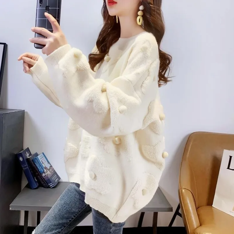 #3804 Red Green White Blue Knitted Sweater Women Korean Style Knitwear Pullover Female Loose Warm Women Sweaters And Pullovers 