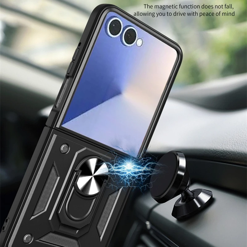 Armor Kickstand Case Voor Samsung Galaxy Z Flip 7 Z Flip7 FE 5G Beschermhoes Met Ring Magnetische houder Coque Fundas Capa