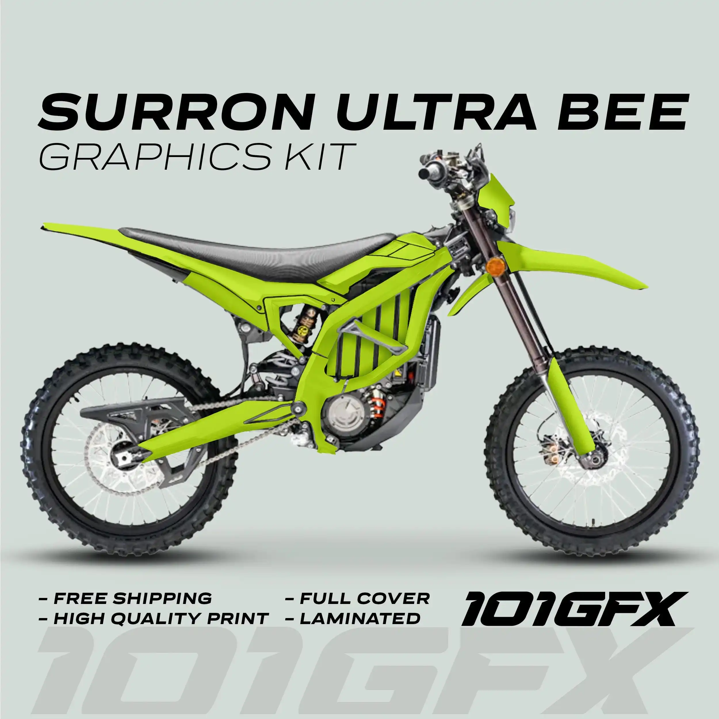 Kit graphique SOLID COLOR GREEN, autocollants laminés pour vélo électrique, protection enveloppante, couleur unie pour Surron Ultra Bee