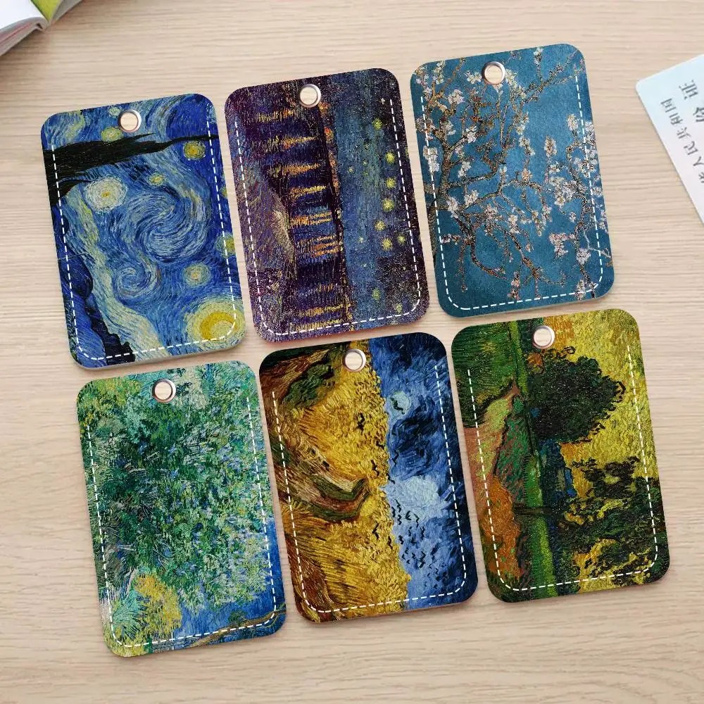 

Картина маслом Ван Гога Настольные коврики Подсолнух Звездная ночь Брелок для ключей Держатели карт Брелок для банковского автобуса Кредитные карты Брелки для ключей