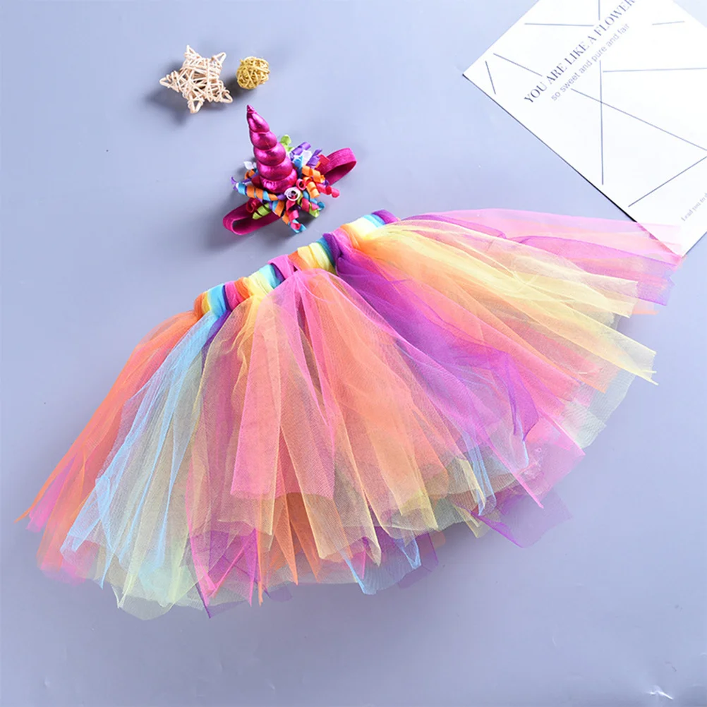 ชุดเดรสยูนิคอร์นตาข่ายสีรุ้ง 3-8 ปี สำหรับเด็กผู้หญิง หลายชั้น มีซับในเต็มตัว ชุดแฟนซีสำหรับงานวันเกิด ปาร์ตี้ฮาโลวีน ชุดยูนิคอร์น