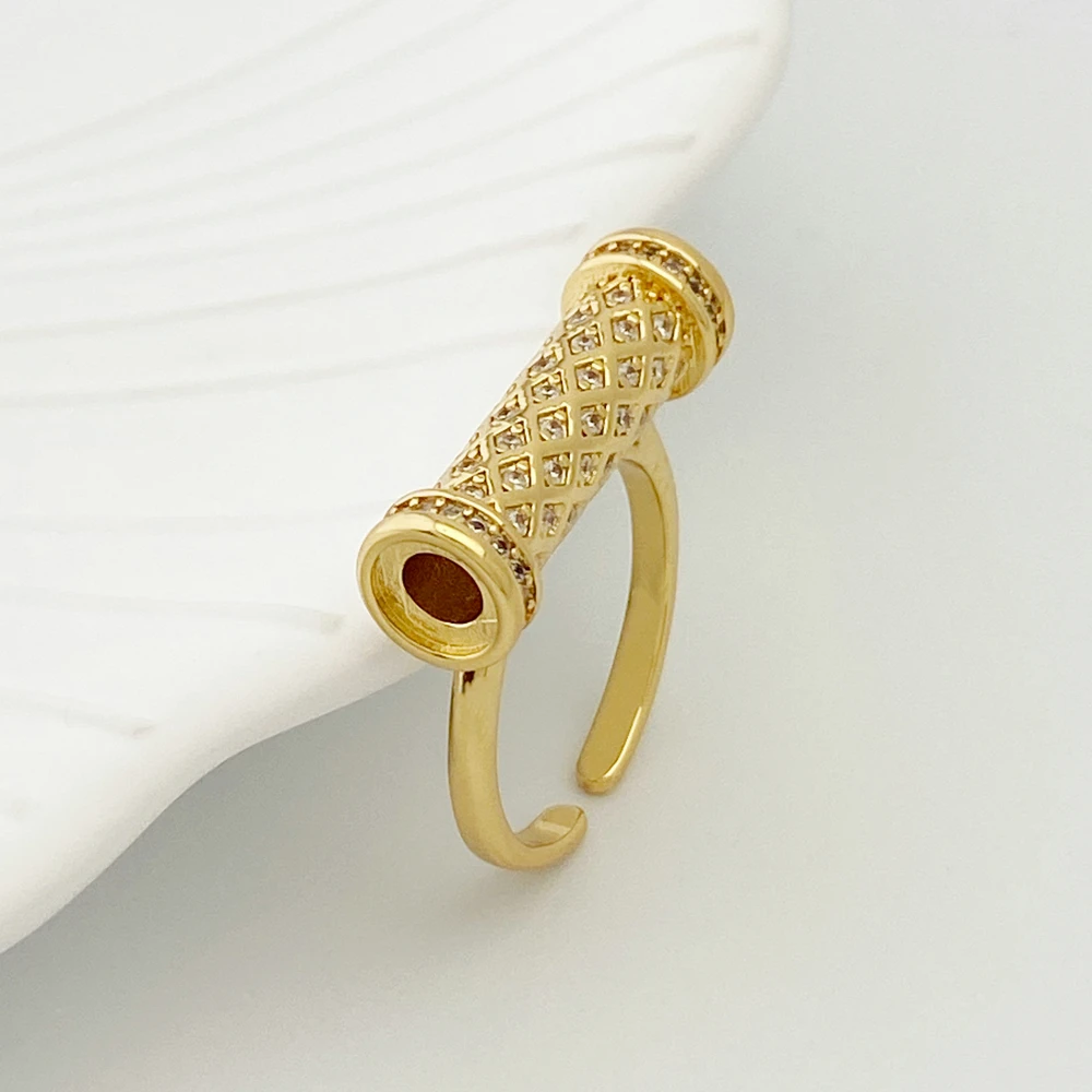 Fashion Yellow Gold Plated Micro Zircon Pave Finger Rings Exaggerated Irregular Design RingsWomen Jewelry