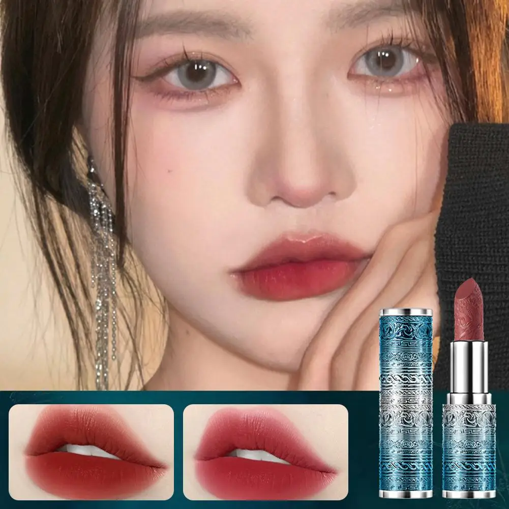 Carved Lipstick Portable Matte Long Lasting Waterproof Lipstick Balm Lips Cup Lip Sexy Makeup Nude Moisturizing Non-Stick P1A2