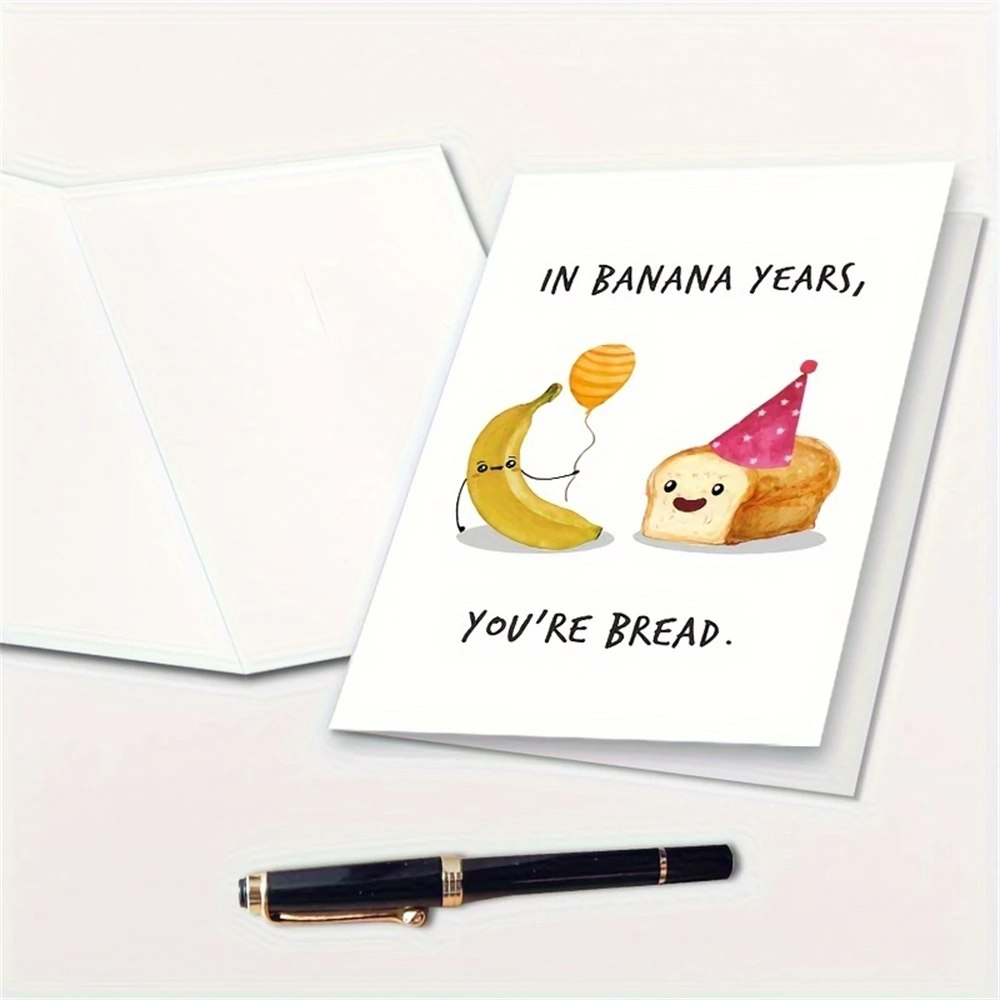 بطاقة عيد ميلاد مضحكة للرجل والمرأة ، 1 ، بطاقة عيد ميلاد مضحكة لصديق ، أخت ، أخت ، هدية للسنة الموز