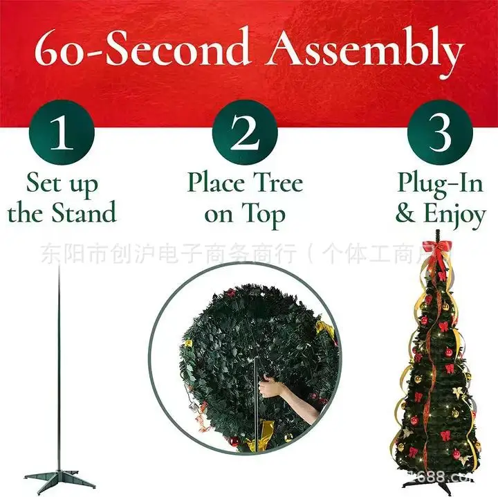 1.2m-2.1m Christmas Tree Silver Series Foldable and Stretchable Christmas Tree Pop Up Christmas Tree