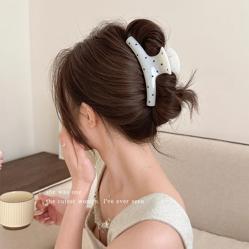 Polka Dot Large Hair Claw Clips Shark Clips Women Elegant Black White Jaw Clamp For Thick Hair Daily Back Head Hair Accessories - view 6