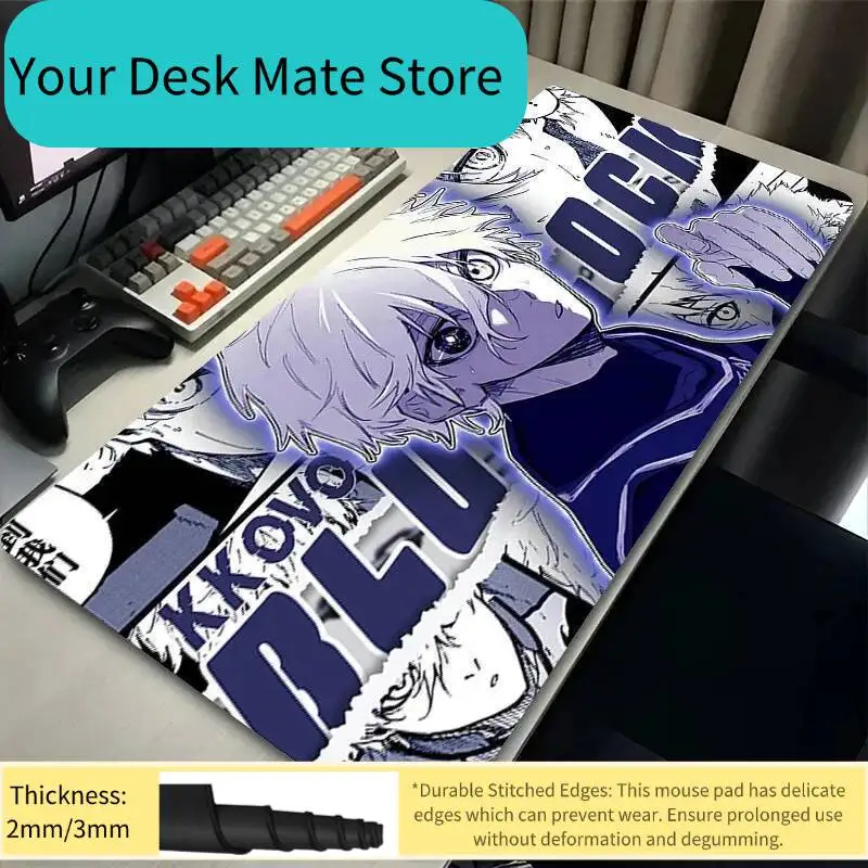 Alfombrilla de ratón para PC, alfombrilla de ratón para jugadores de anime, alfombrilla de ratón en blanco y negro, alfombrilla para teclado de manga, alfombrilla para ordenador portátil, alfombrilla de escritorio Blue Lock Nagi Seishiro, alfombra suave
