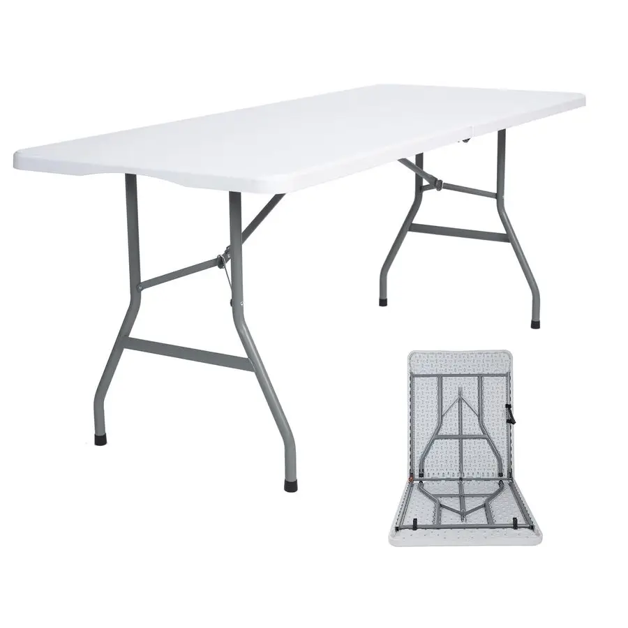 

6ft Folding Table Heavy Duty Portable Table Indoor Outdoor for Parties, Camping BBQs, Folds in Half for Easy Storage, No Assemb