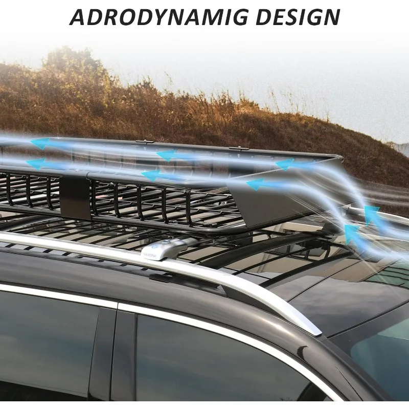 250LB Capacity Heavy Duty 64" x 39" Roof Rack Cargo Carrier Basket – Includes Cargo Net, for SUV/Truck/Van