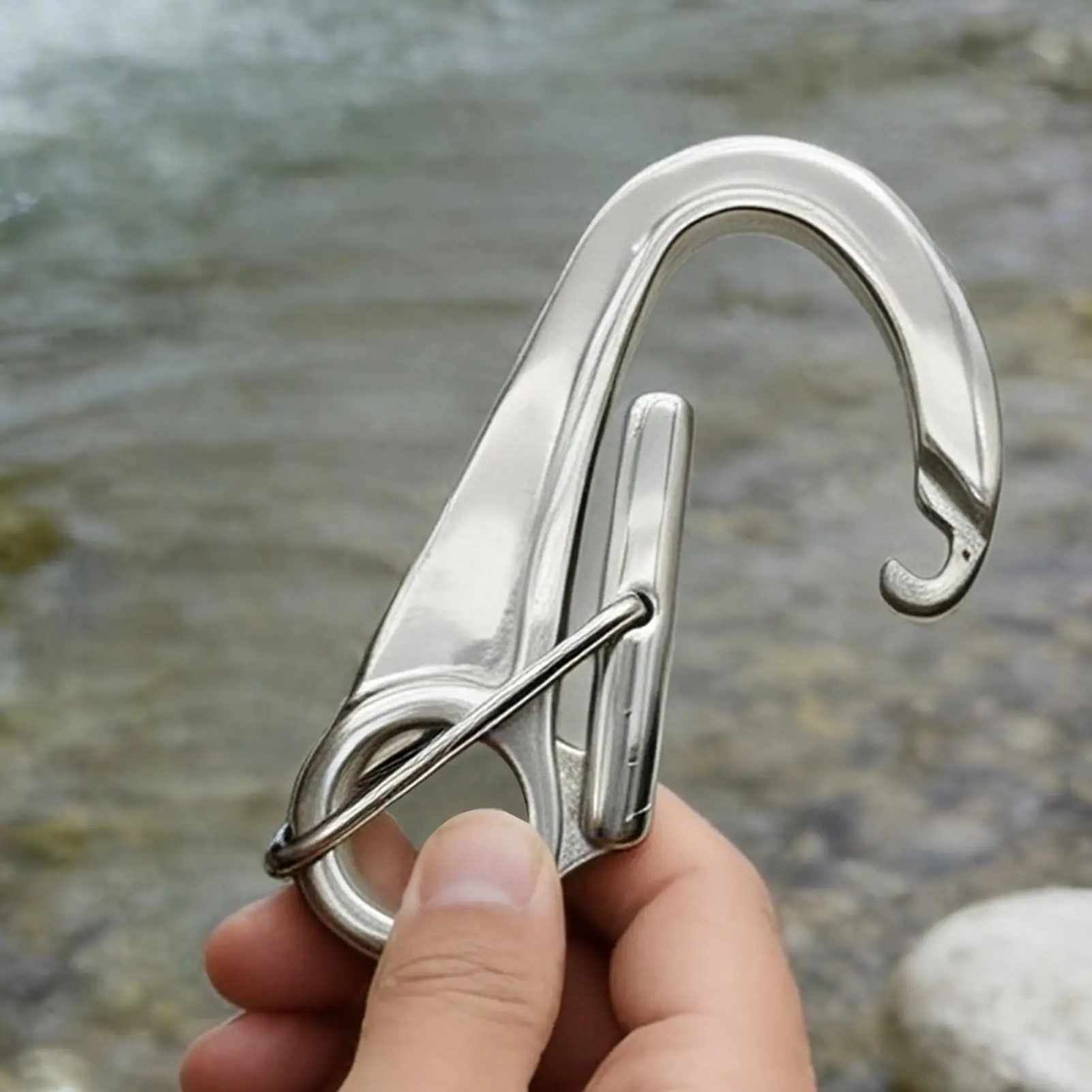 Safety Climbing Carabiner Clips Stainless Steel Kayak Parking Docking Hook Heavy Duty Self-locking Double Lock Buckles