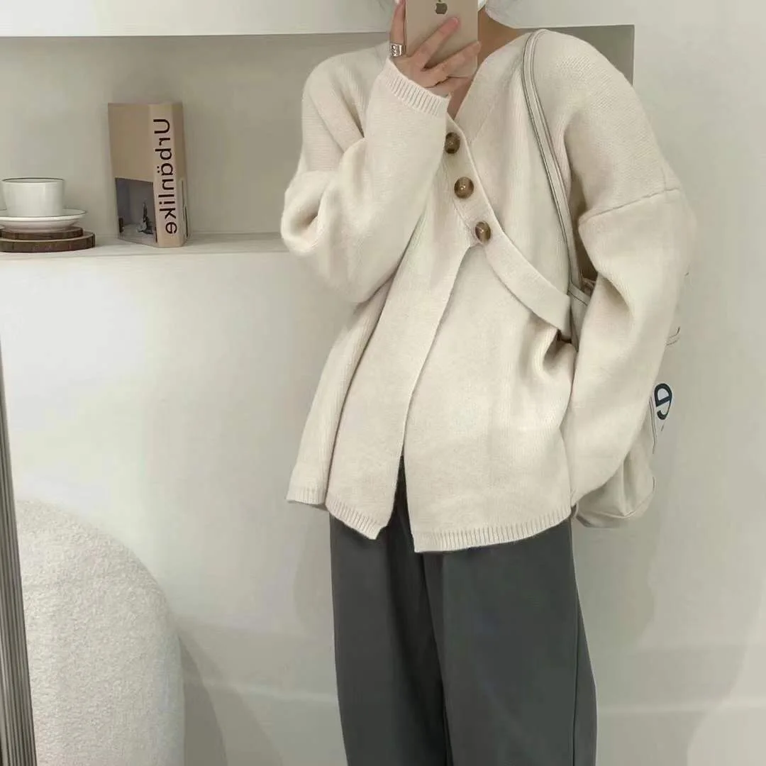 

Женский свитер Dongda Gate, весна-осень, нерегулярная талия, ленивый Sle, мягкий, уютный, открытый кардиган, верхний дизайн, Sensation