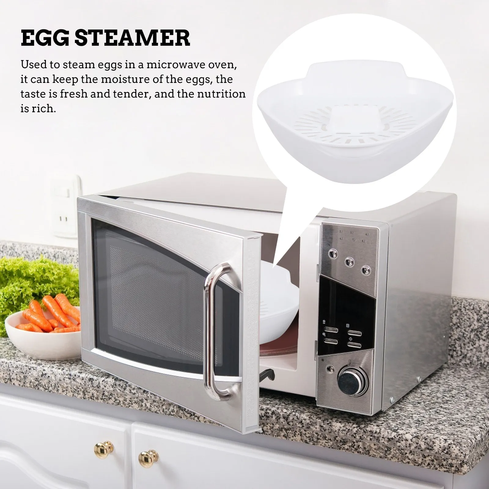 

1Pcs Egg Steamer and Separator PP Material Microwave Use Fresh Tender Eggs Easy to Clean Egg White Separator