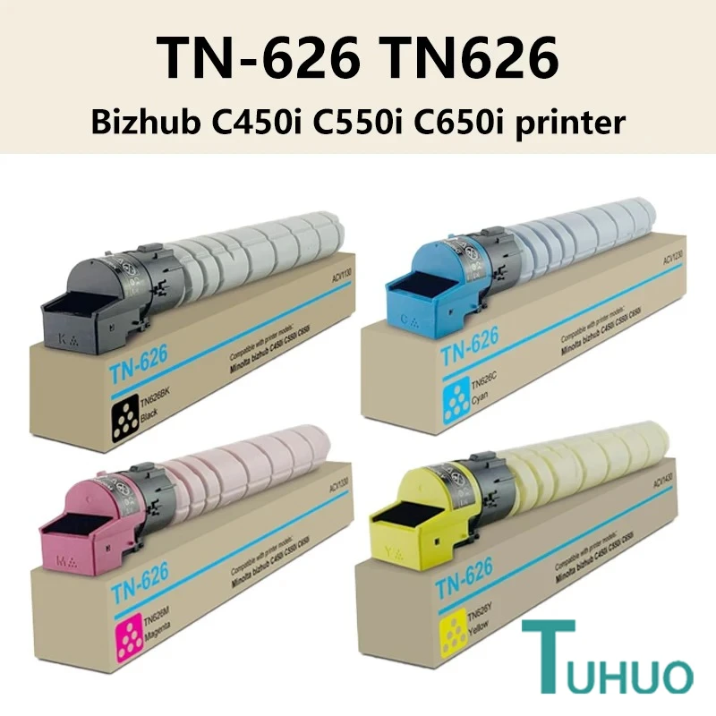 

TUHUO Compatible TN626 TN-626 Toner Cartridge for TN626K TN626C TN626M TN626Y toner Konica Minolta Bizhub C258 C308 C368 Printer