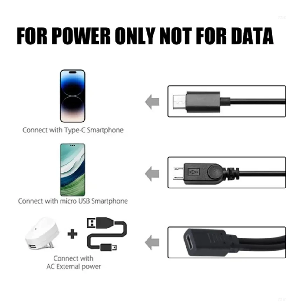 C-type female to micro USB+C-type male splitter extension cable charging data cable