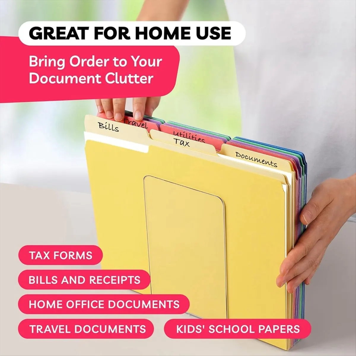A013 Colored File Folders - Colored Folders - Colored File Folders Letter Size - (30 Pack, 8.5 X 11In,1/3 Cut Tabs, 5 Colors)