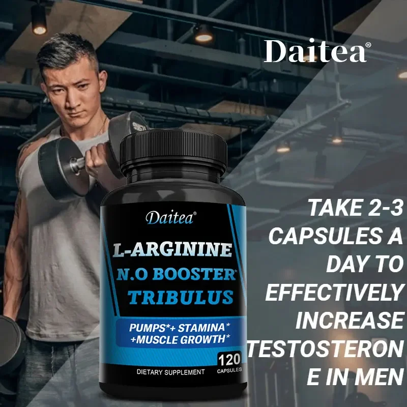 Daitea L-Arginine Capsules - Enhance Men's Energy, Muscle Mass, Endurance and Blood Flow - Daily Exercise Mercury Supplement