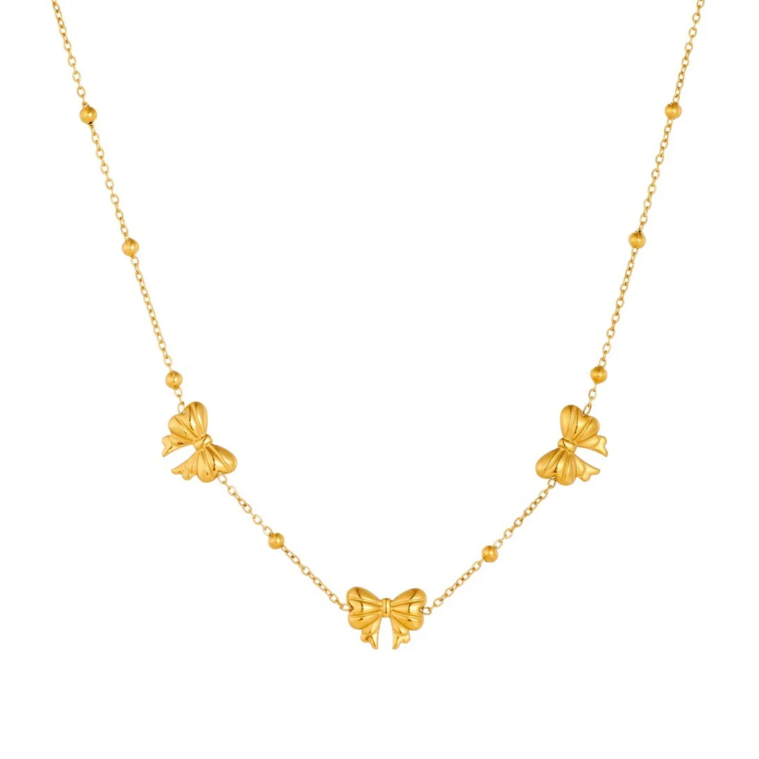 Punk Statement Animal Butterfly Charm Pendant Female Gold Color Stainless Steel Bead Chain Link Necklace for Women Jewelry Gift