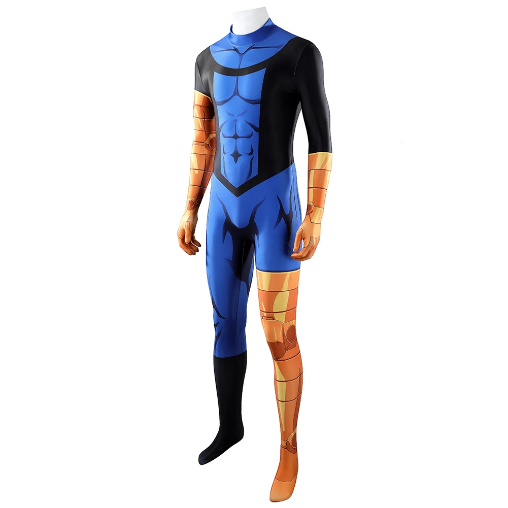 Mark Grayson Cartoon Invincible 4 Cosplay Costume New Blue Jumpsuit Mask Outfits Orange Gloves Halloween Uniform Carnival view 2