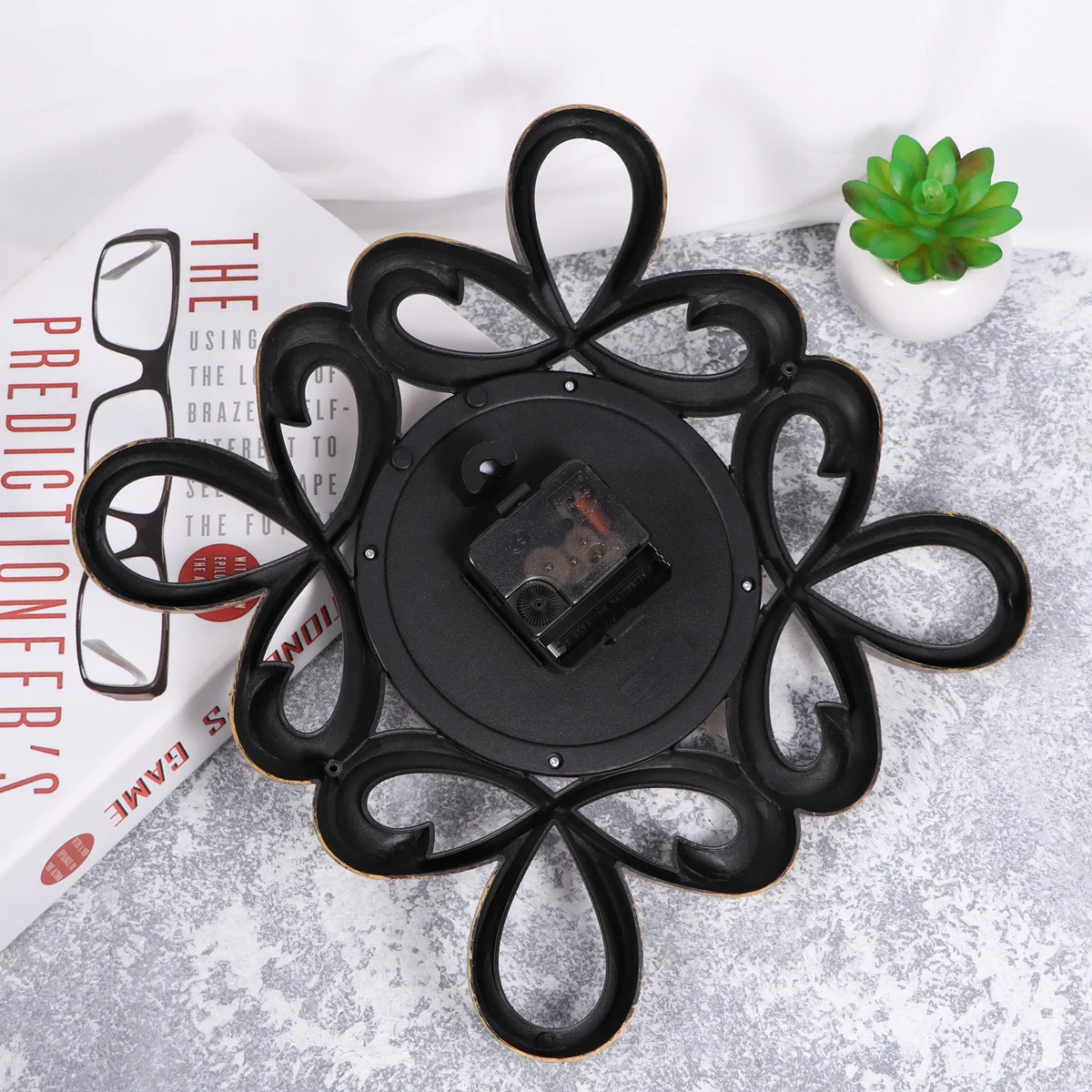 

Wall Clock Kitchen Clocks Decorative Vintage Black Living Room Golden for Walls Non Ticking Silent