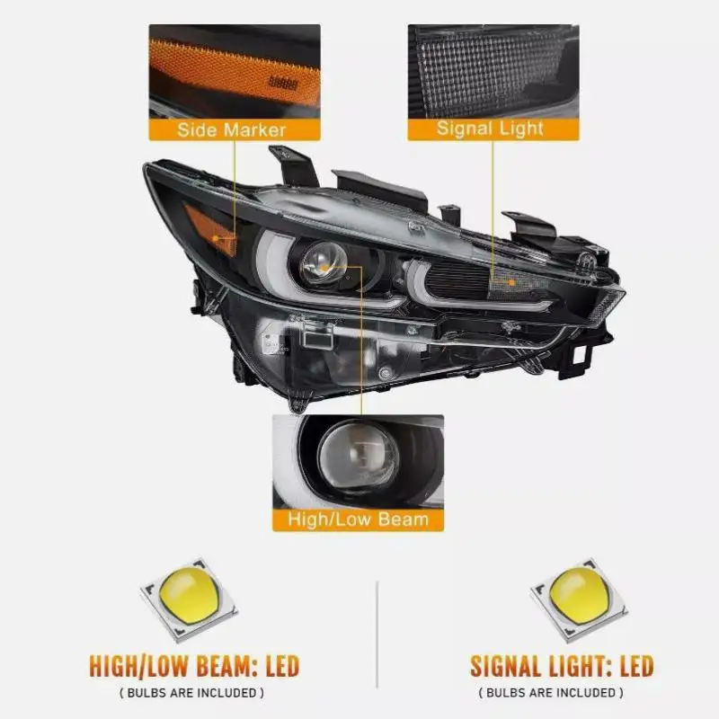 مصابيح أمامية LED للمركبة LED يمين يسار عالي الجودة - مع AFS متينة لمازدا CX-5 2022 2023 2024 مصباح أمامي LED للسيارة