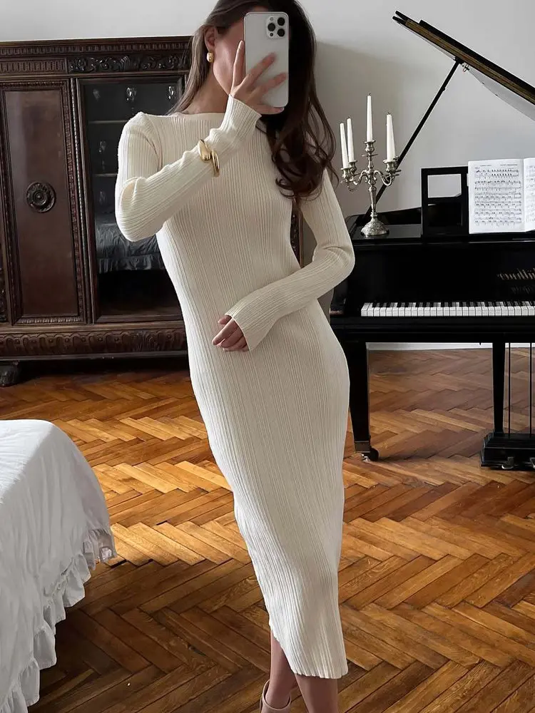 Ele Slim Fit Gestrickte Dr Vielseitige Damen Faion Mid Waist H Version Polyesterfaser ort Sve rund Ne Ci Com...