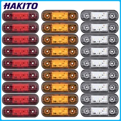 HAKITO 8x/10x 12V 24V 3 Car External LED Side Marker light Warning Light Turn Signal Brake Trailer Truck Lamp Clearance light