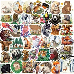 50Pcs Forest Cartoon Animals Stickers For Laptop Phone Guitar Luggage Waterproof Graffiti Vinyl Decals Animal Collection Sticker