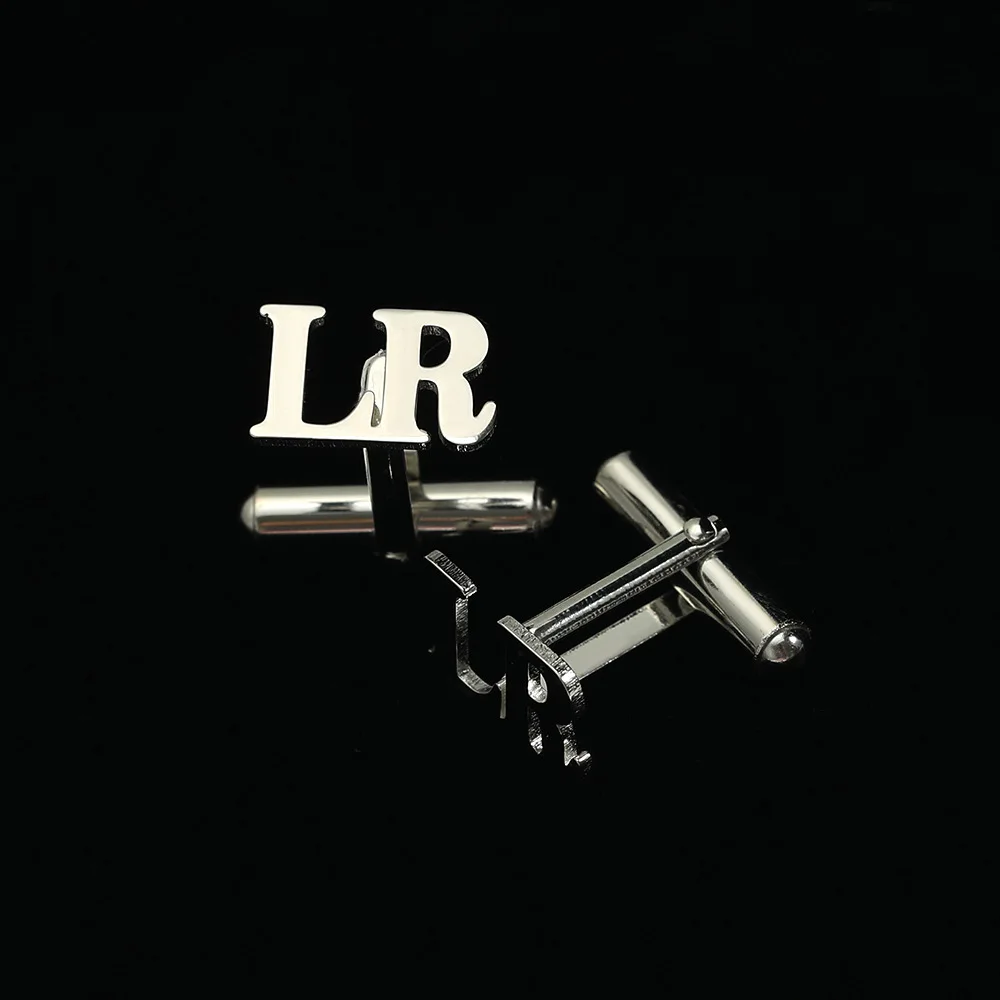 Luxury 925 Sterling Silver Personalize Initial Letter Engagement Cufflinks For Man Custom Wedding Cufflink Gifts Jewelry