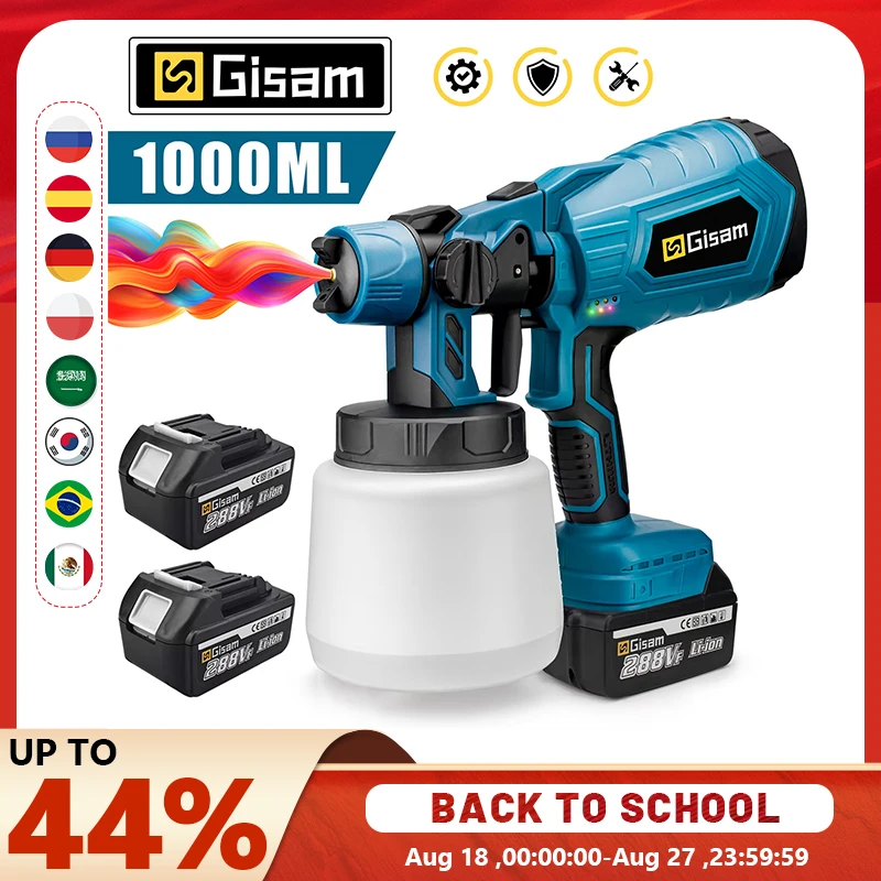 1000ML Cordless Electric Spray Gun Powerful HVLP Paint Sprayer Auto Furniture Steel Coating Airbrush For Makita 18V Battery Pin