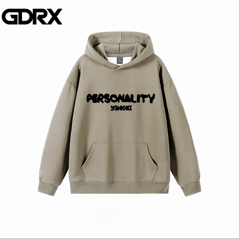 Heavy Velvet Hooded Sweatshirt Men Trendy Hoodie Thickened Warm Retro Design Niche Sweatshirts