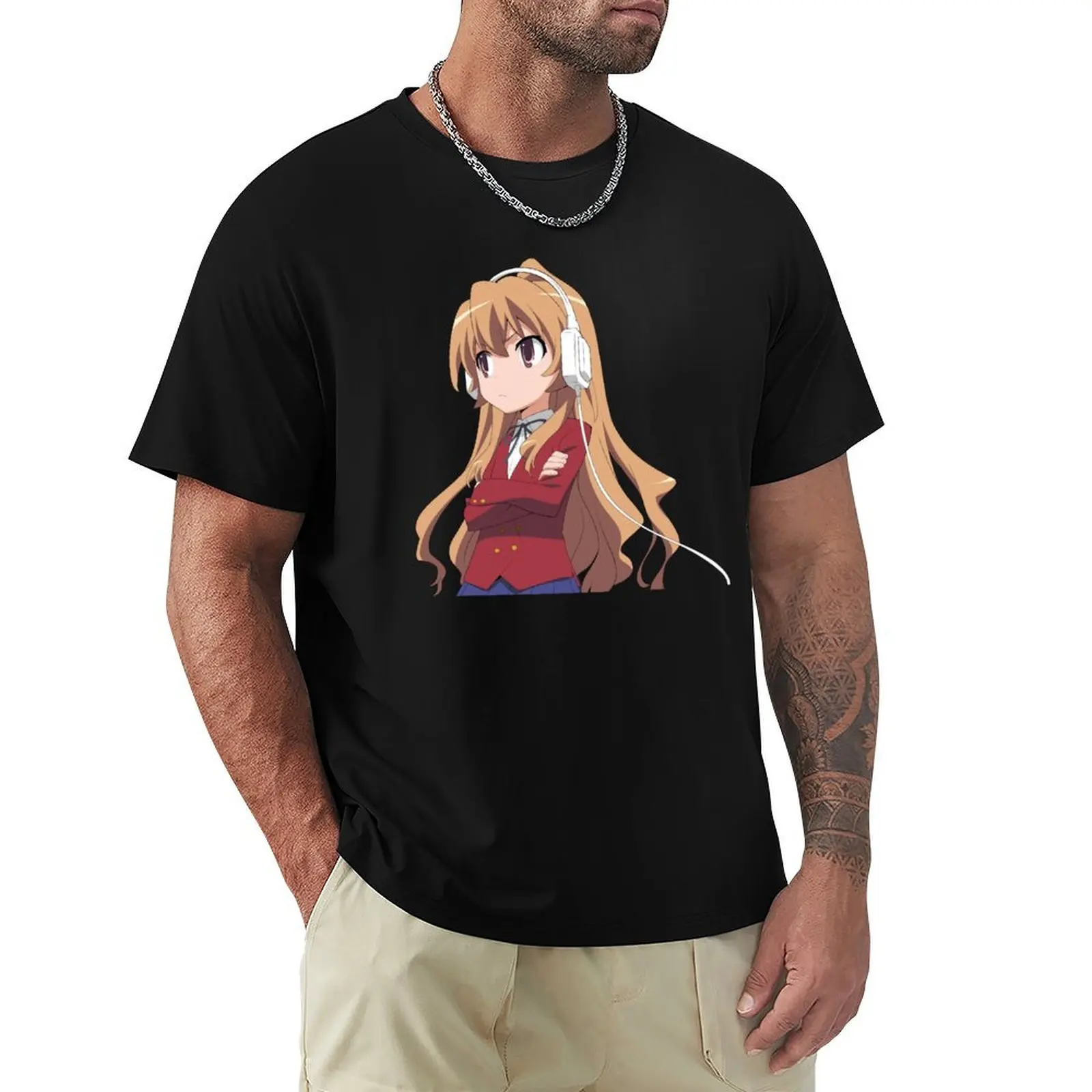 ToraDora Taiga Headphones T-Shirt cotton t shirts high quality T-Shirt