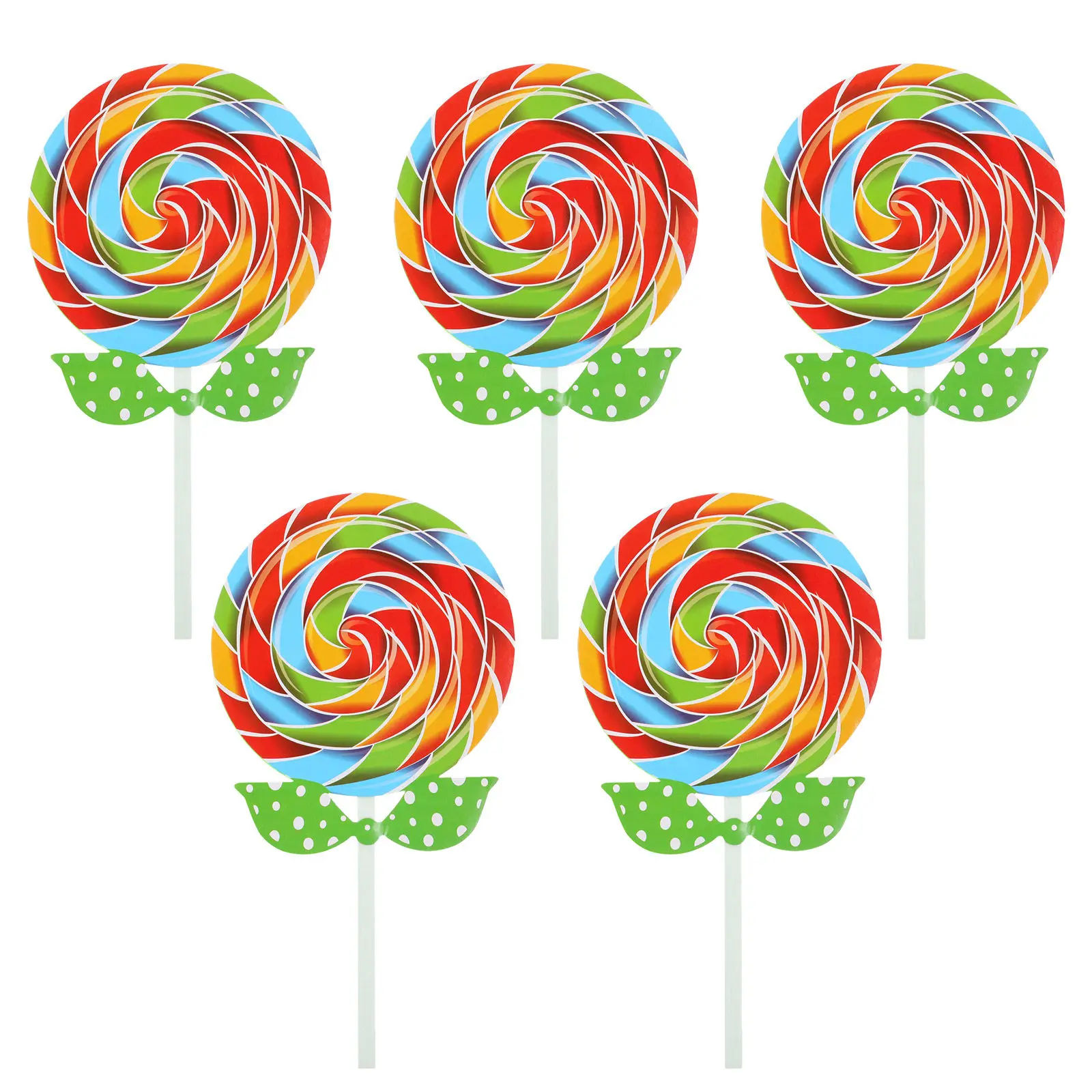 5Pcs Brightly Colored Simulation Swirl Lollipop Props Lightweight Fake Candy Photo Booth Props for Children Dance Performances