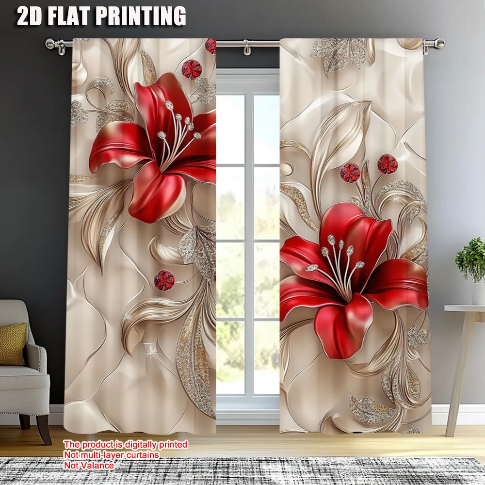2pcs, 3D Red Lily Curtains Dia - 3D Printing Cafe 评论和价格