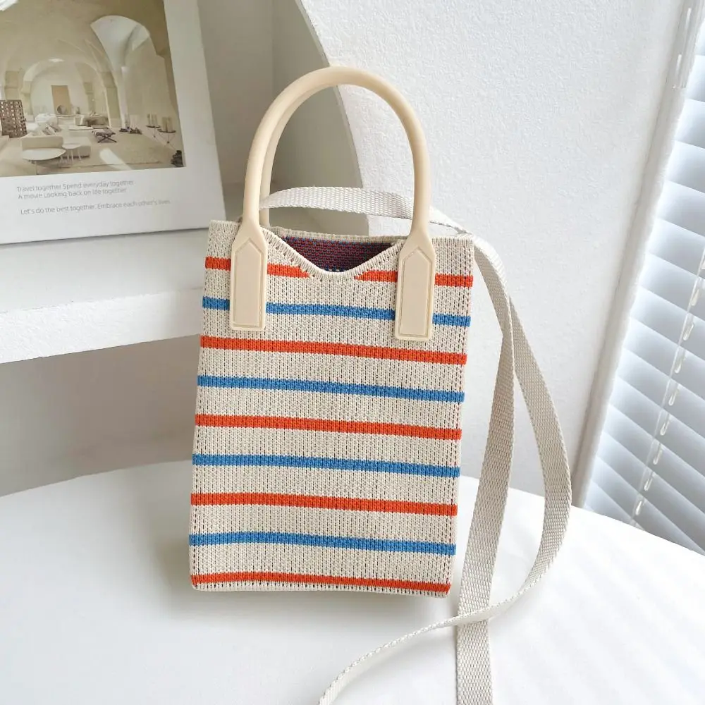 Handmade Knit Handbag Mini Phone Bag Reusable Shopping Bags Knit Knot Wrist Bag Small Shopper Handbag