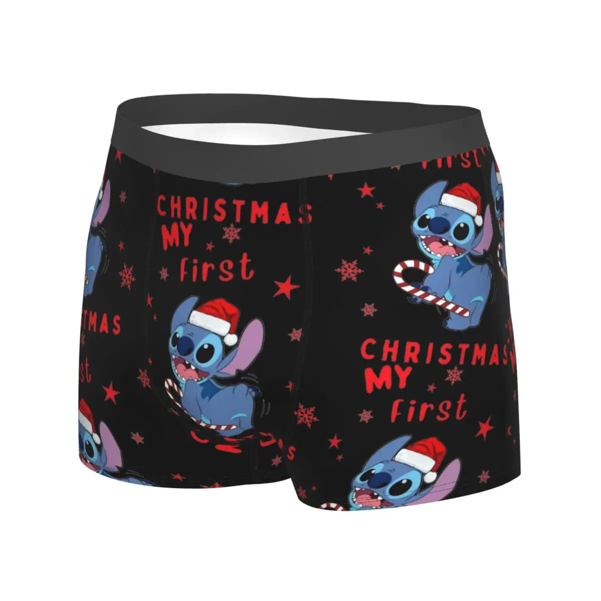 My First Christmas Stitch Fan Art Boxer Shorts Pouch Underwear Hot Sale Customs Boxer Brief Breathable Men Underpants Large Size