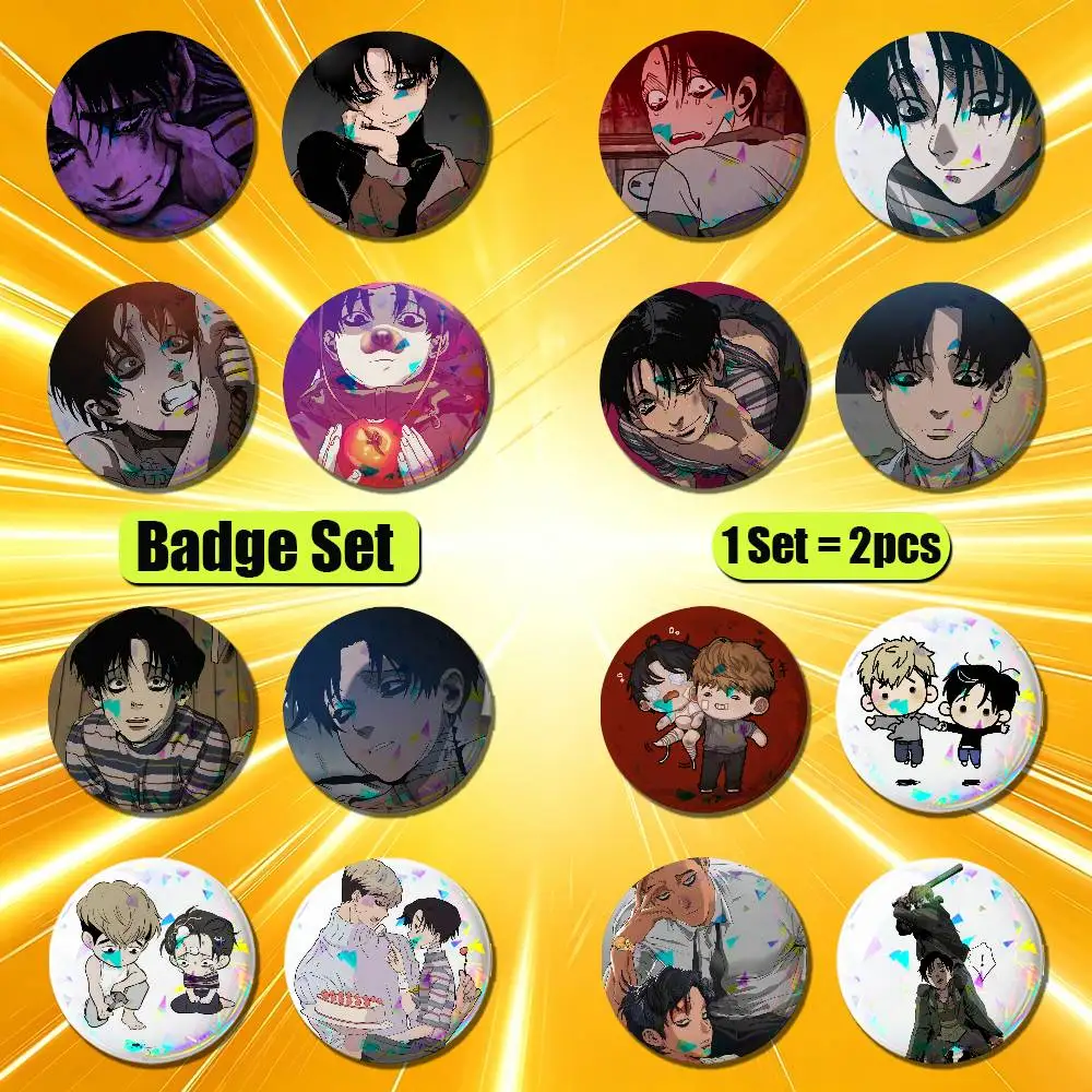 For Killing Stalking Oh Sangwoo Yoon Bum Badge Round Pin Button Brooch Decor Fans Collection Cosplay Gift Custom 2PCS Set