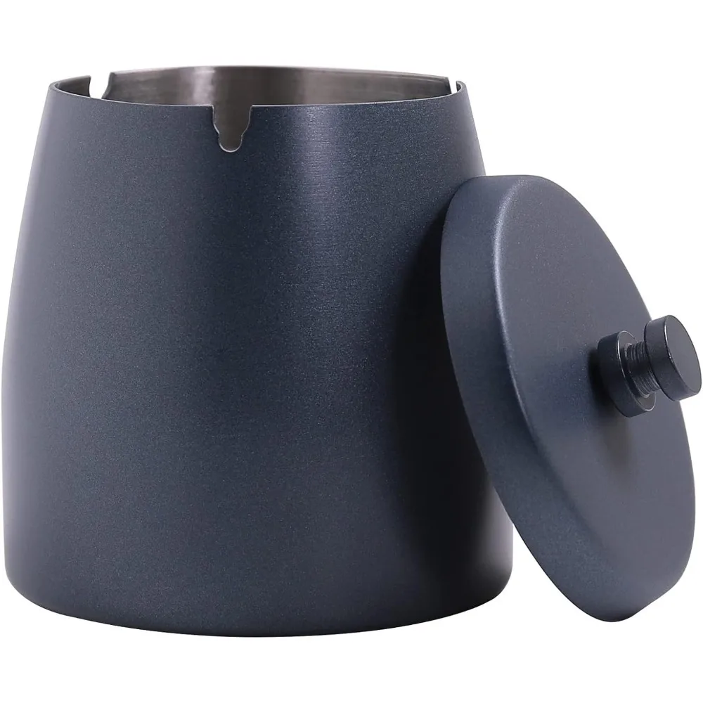 

Extra Large Ashtray with Lid for Cigarette, Stainless Steel Smokeless Odorless Windproof Ash tray for Home Office Tabletop Outsi