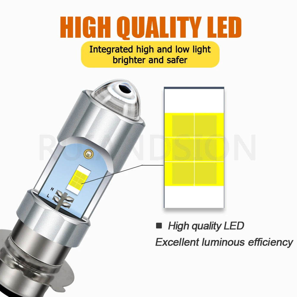 1pc P15D-25-3 Headlight Bulb 6V 10-80V Projector Lens 17W Super Bright White Yellow Dual Color ATV Motorbike LED Bulb 12V 24V