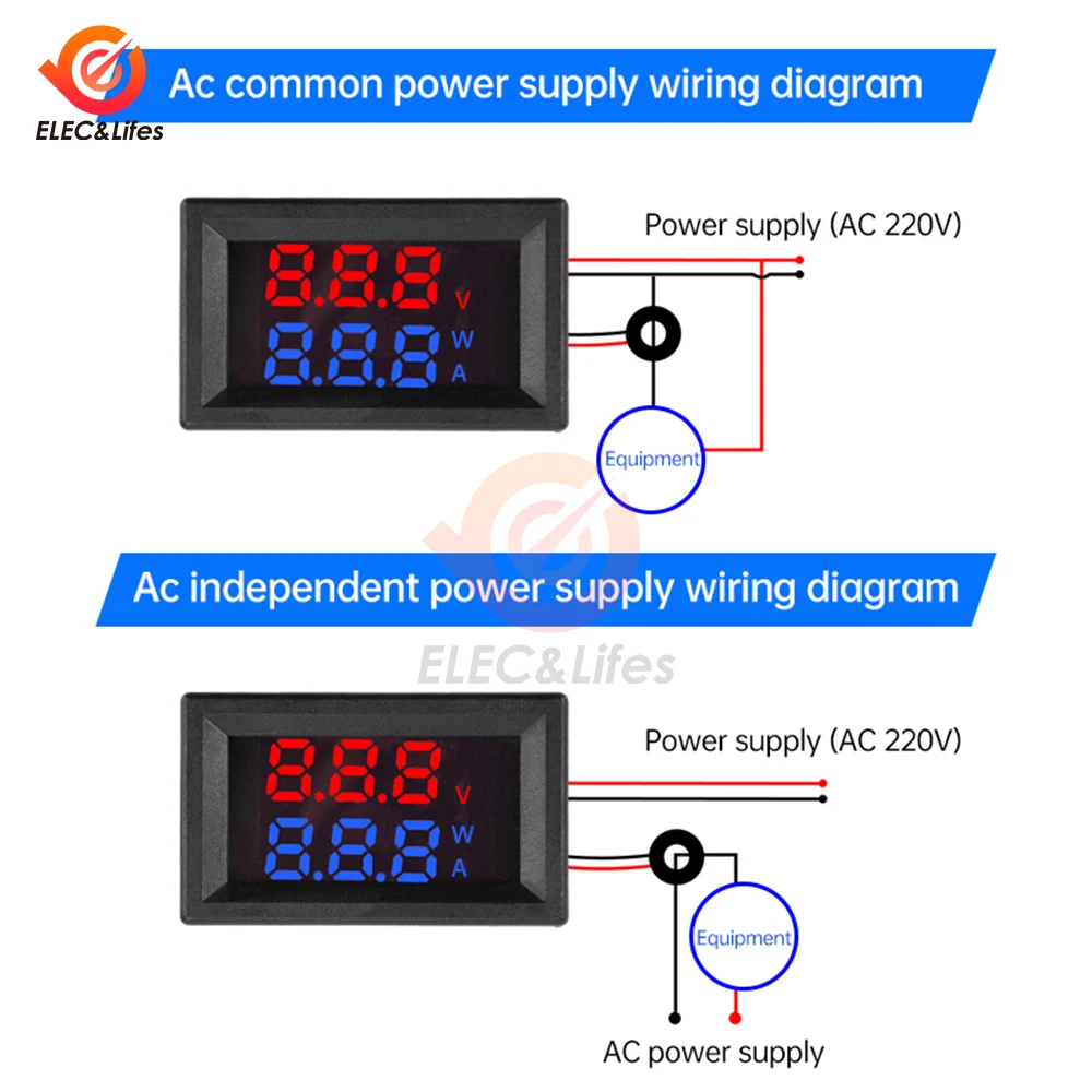 AC 90-380V 0-10A 0-30A Digital Voltmeter Ammeter 0.36 inch LED Display Voltage Volt Amp Tester Panel Meter With Transformer