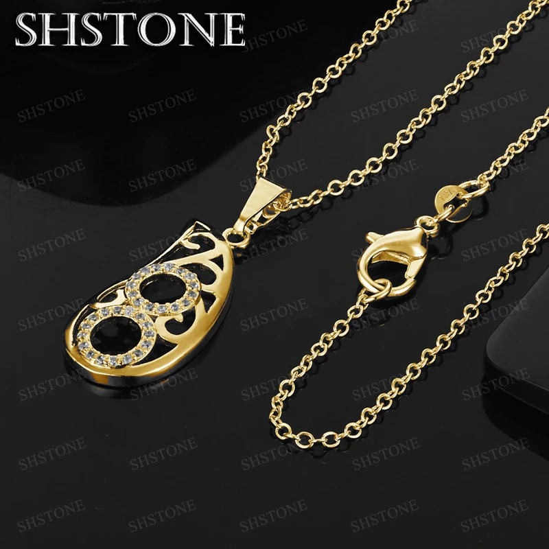 18K Gold Number 8 Leaf Zircon Crystal Pendant Necklace For Women necklaces Fashion Party Wedding Jewelry