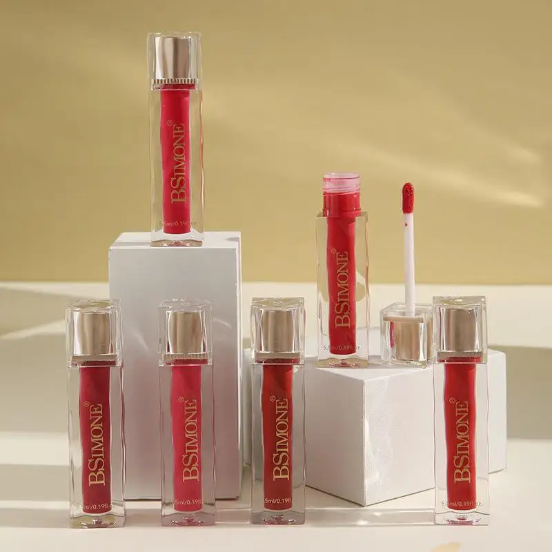 BSIMONE Velvet Matte Lip Gloss Liquid Lipstick Waterproof Lip Gloss Long Lasting Sexy Lip Makeup Women Beauty Red Non Stick Cup